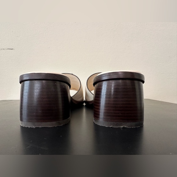 Tory Burch Block Heel Slide Sandals Creme White Brown Size US 7M - Picture 5 of 12